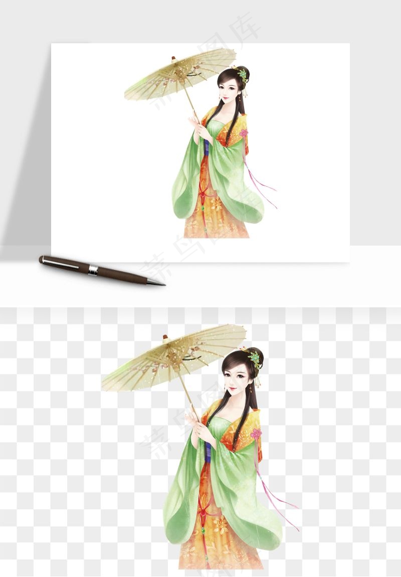 古风美人女子背影png免抠