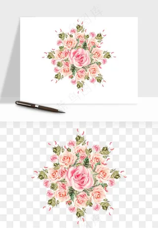 水彩复古花卉png免抠