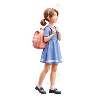 背著背包的小女孩