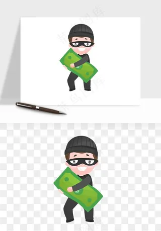 卡通小偷黑客png免抠