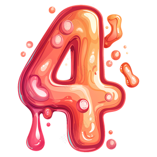 免抠艺术糖果彩色数字4