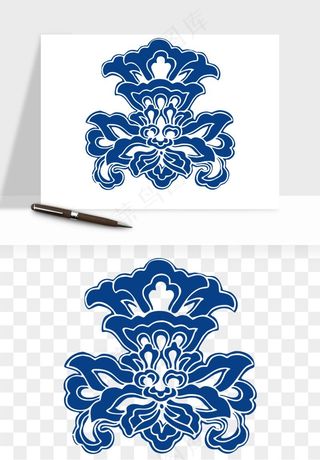 青花瓷花纹花卉图案png免抠