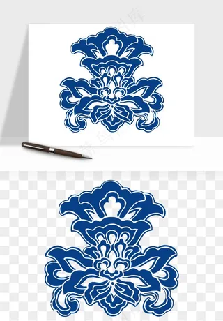 青花瓷花纹花卉图案png免抠