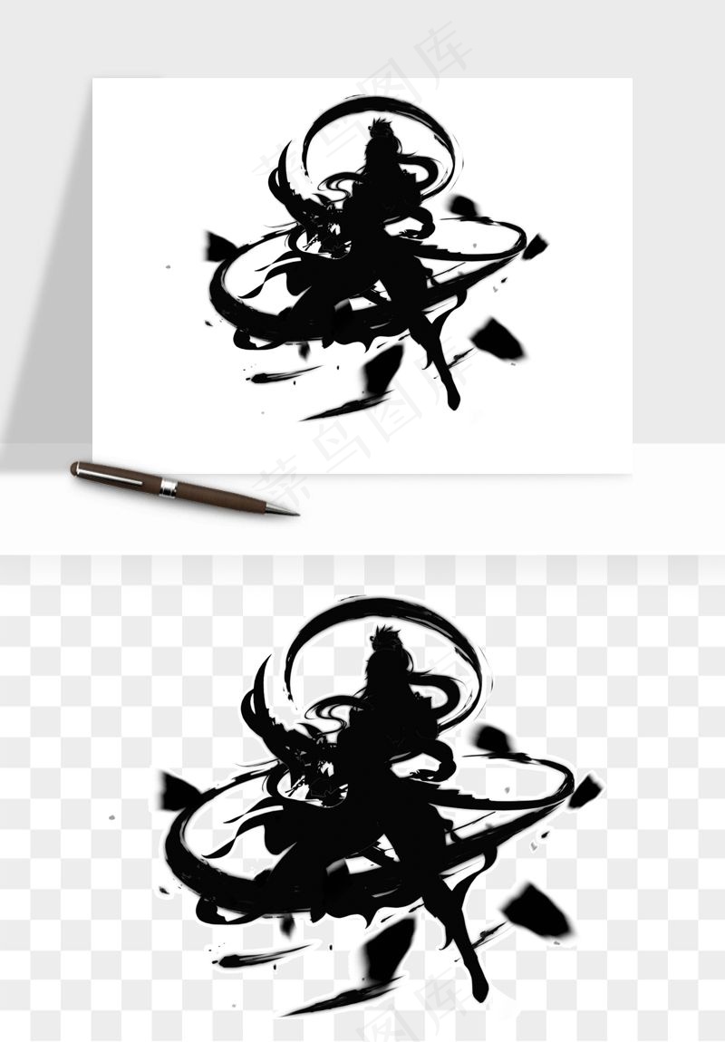 水墨江湖侠客武侠剪影png免抠