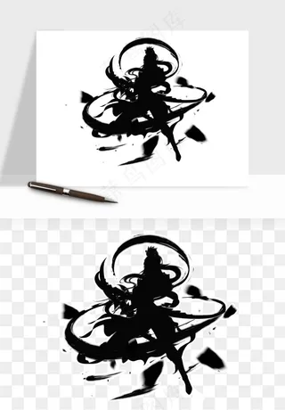 水墨江湖侠客武侠剪影png免抠