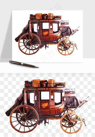 复古马车欧式png免抠