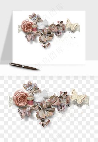 复古花卉相框欧式png免抠