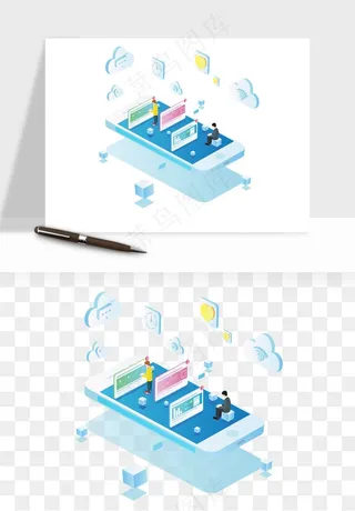 立体2.5d科技商务png免抠