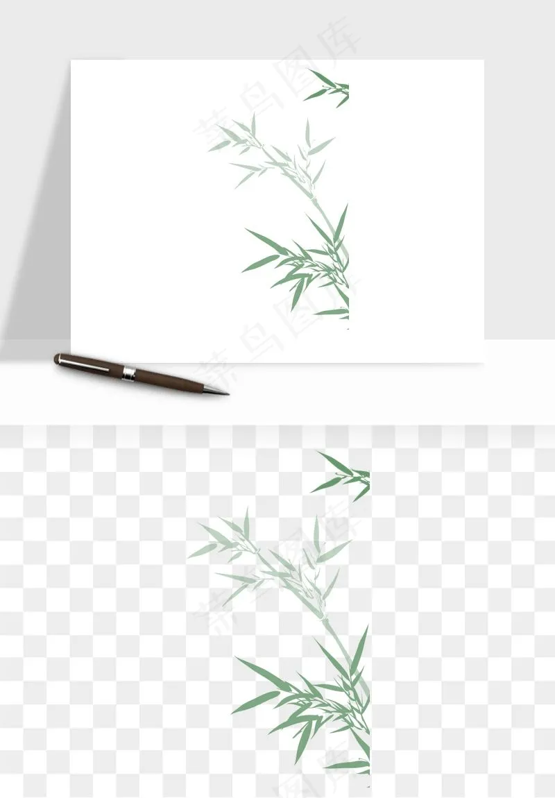 手绘竹子竹叶png免抠