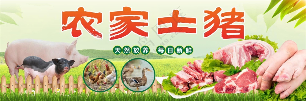 农家土猪肉美食海报