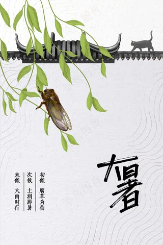 大暑节气传统活动宣传海报