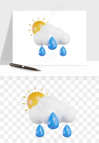 立体天气图标png免抠