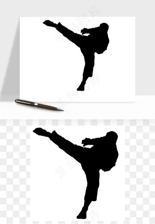 拳击空手道人物剪影矢量