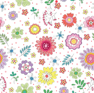 可爱效果手绘花朵枝叶图案免抠素材