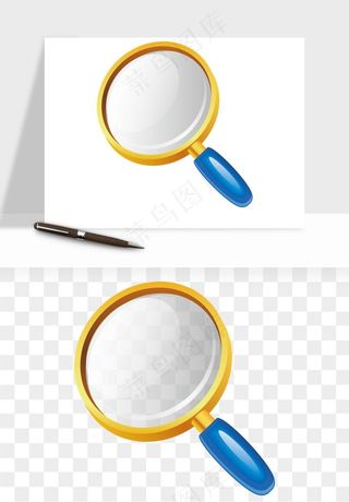 手绘放大镜镜片png免抠