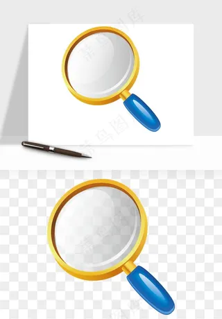 手绘放大镜镜片png免抠