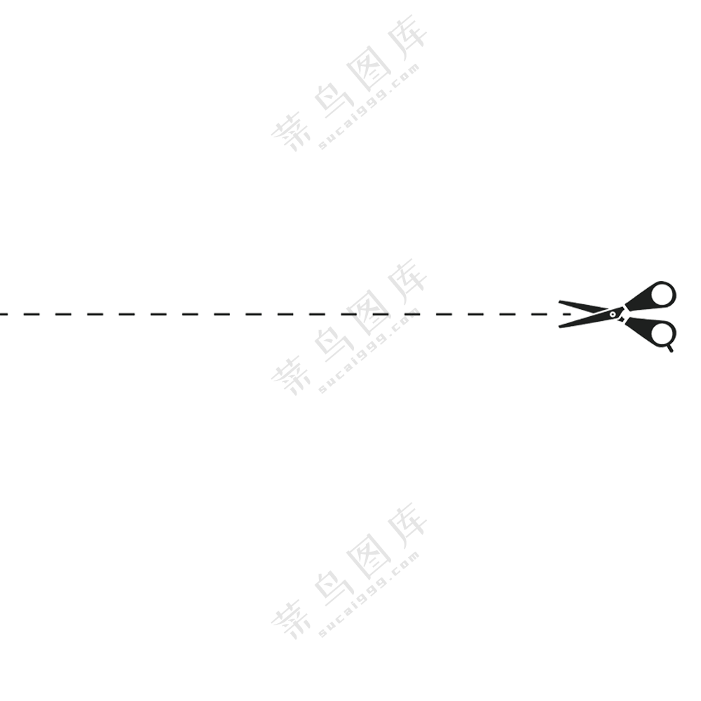 黑白剪刀元素的裁切线免抠图片素材