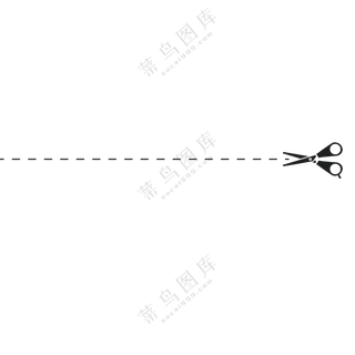 黑白剪刀元素的裁切线免抠图片素材
