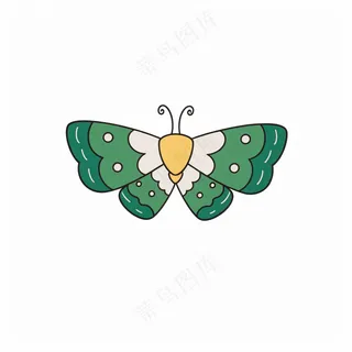 绿色系蝴蝶元素 儿童简笔画