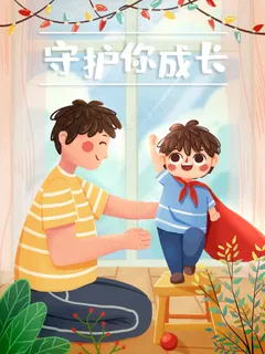 现代活力父亲节插画