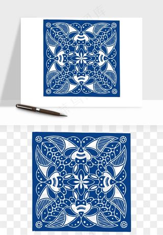 青花瓷花纹花卉图案png免抠