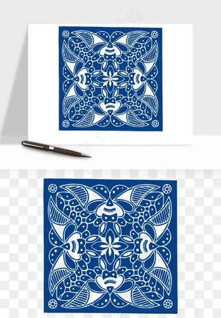 青花瓷花纹花卉图案png免抠