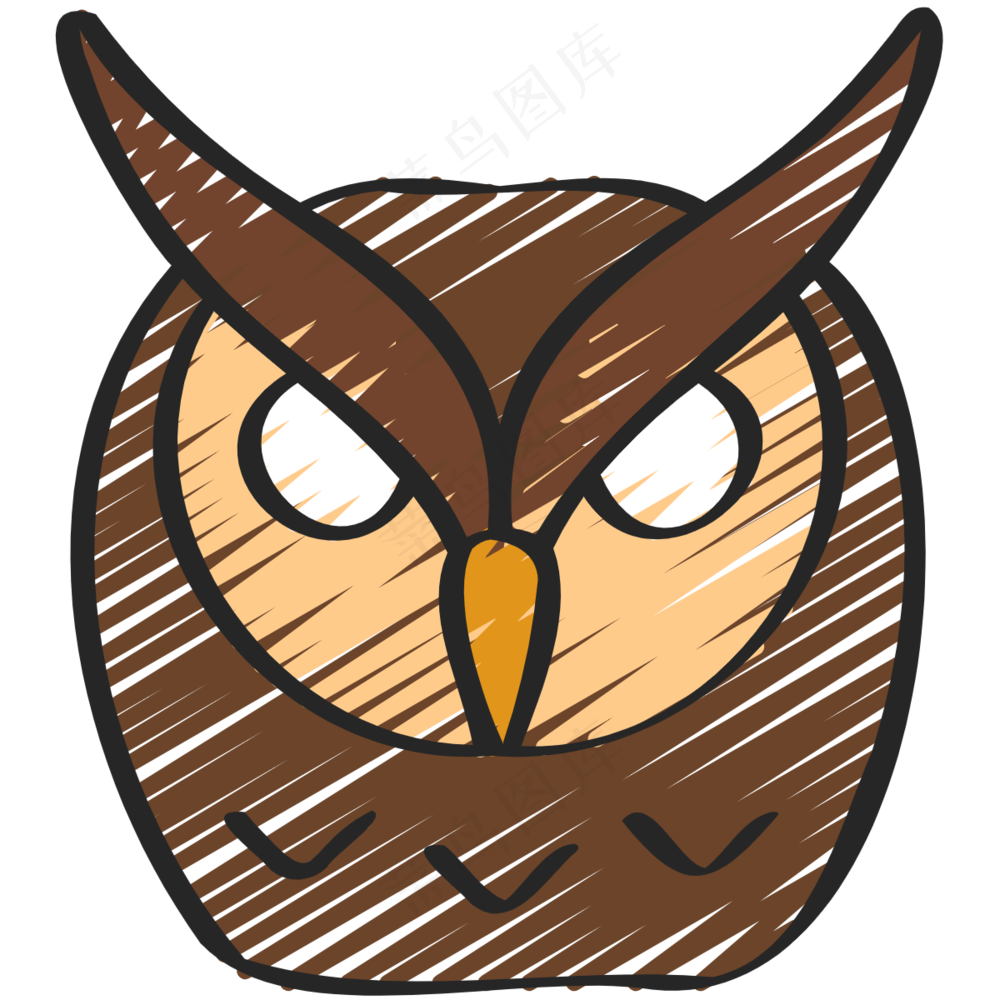 帅气猫头鹰头像 铅笔手绘图标icon