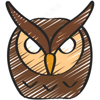 帅气猫头鹰头像 铅笔手绘图标icon