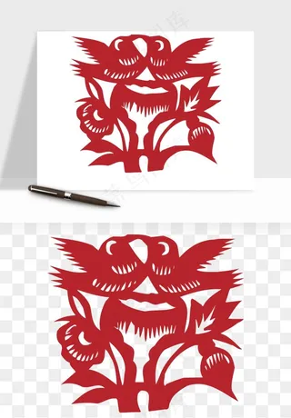 传统花鸟动物剪纸png免抠
