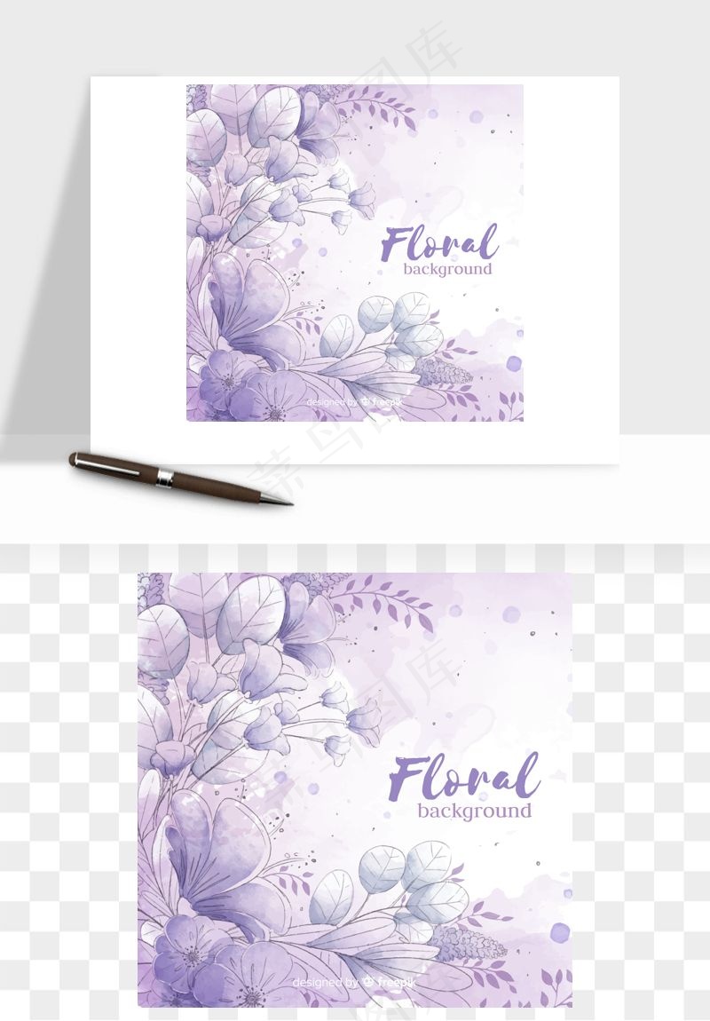 水彩花卉手绘矢量背景