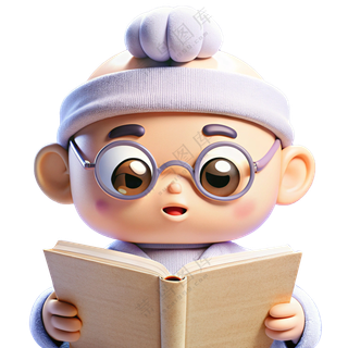 人物3D立体可爱读书孩子2