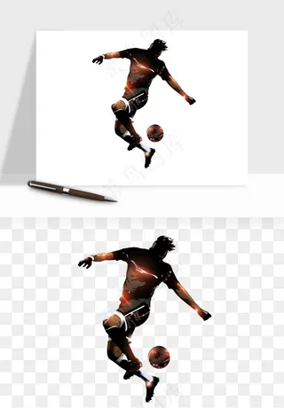 手绘踢足球运动人物png免抠