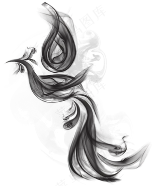 墨水画凤凰免扣