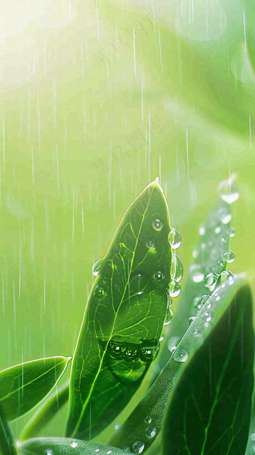 春天梅雨时节绿叶谷雨寒露摄影图
