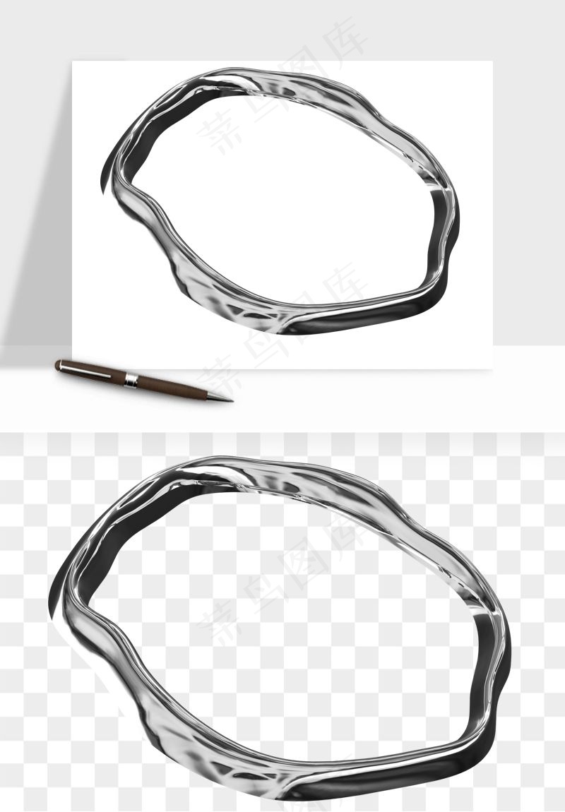 立体潮流金属质感小装饰png免抠