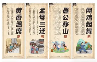 校园文化 成语故事 国学成语故事挂画校园走廊文化海报