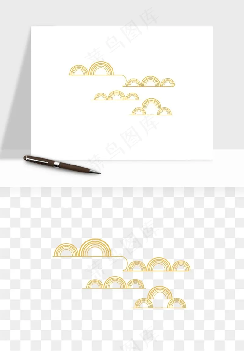 国潮线条祥云装饰png免抠