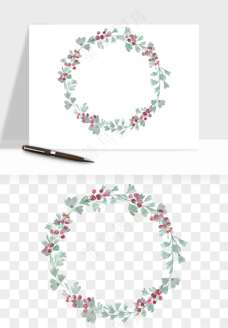 手绘花环边框浪漫png免抠