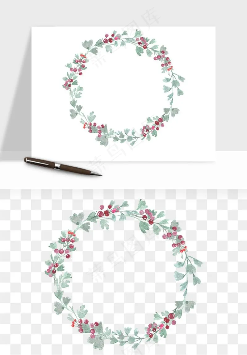 手绘花环边框浪漫png免抠