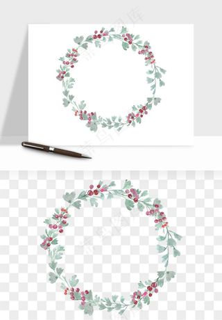 手绘花环边框浪漫png免抠