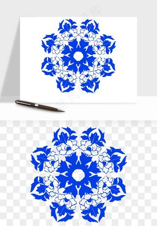 青花瓷花纹花卉图案png免抠