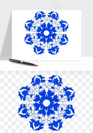 青花瓷花纹花卉图案png免抠