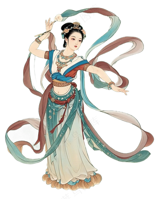 免抠工笔画中国风风韵仙女人物