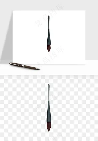 中式砚台毛笔书法png免抠