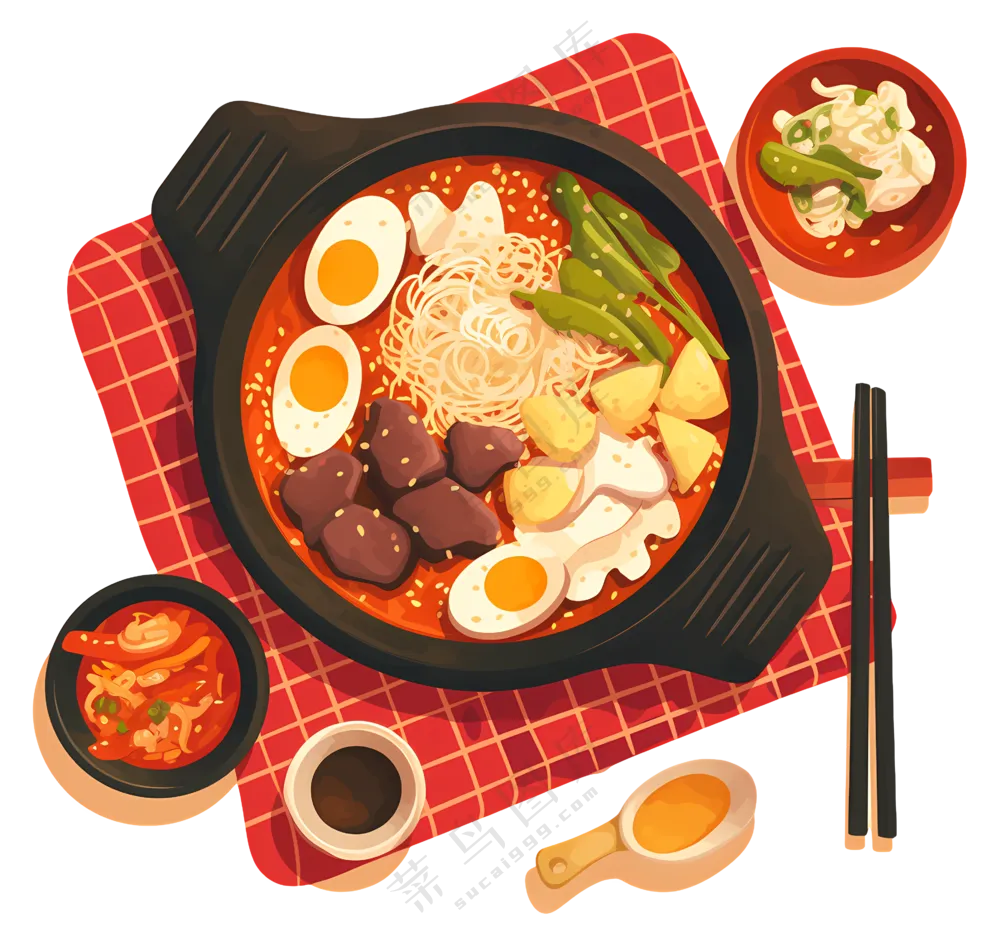 传统火锅及配菜