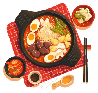 传统火锅及配菜