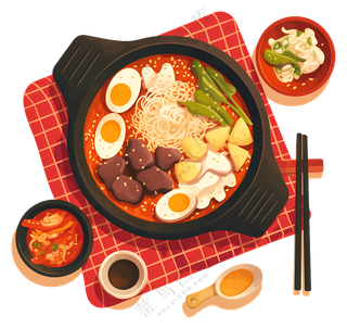 传统火锅及配菜