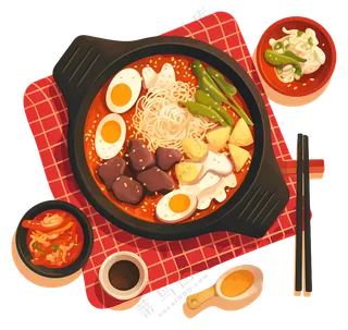 传统火锅及配菜