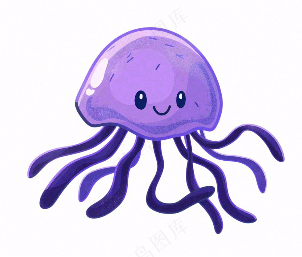 水母海洋动物卡通插画免抠