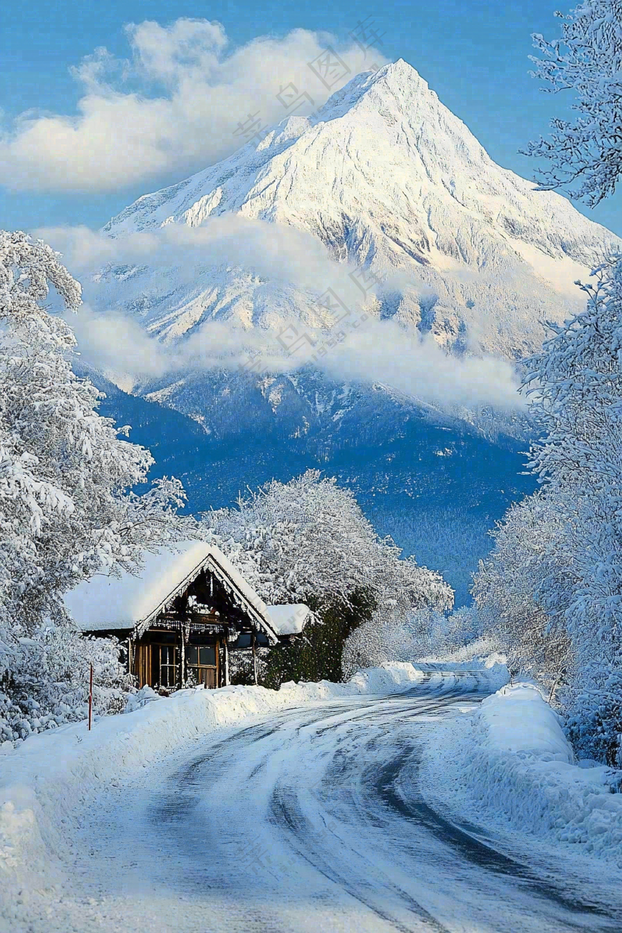 高原高山雪山风光风景摄影图